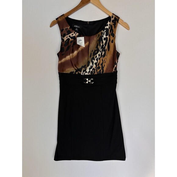 NWT AGB Womens Dress 6P Brown Black‎ Cheetah Business Date Night Animal Workwear - Picture 1 of 10